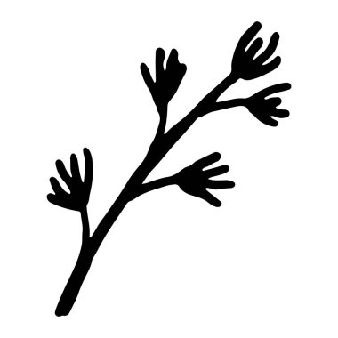 Yaprak ve çiçeklerle çizilmiş el yapımı ağaç dalları. Bahar zamanı, çiçek, çiçek, tatlı.