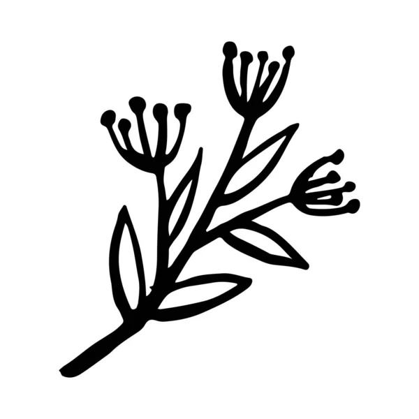 Vintage vector set of hand drawn tree branches with leaves and flowers. Spring time, blossom, floral, cute. — 스톡 벡터