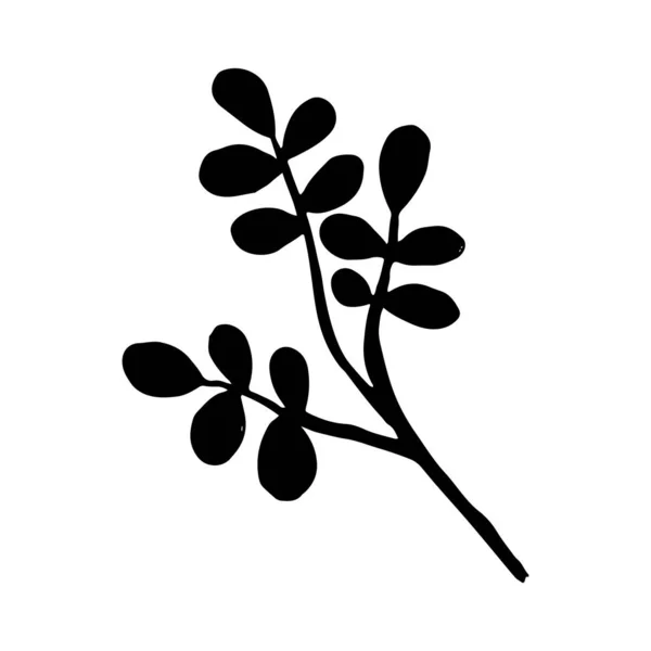 Vintage vectorset van handgetekende boomtakken met bladeren en bloemen. Lente, bloesem, bloemen, schattig. — Stockvector