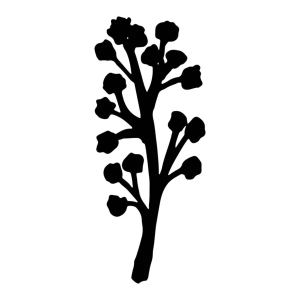 Vintage vector set από χειροποίητα κλαδιά δέντρων με φύλλα και λουλούδια. Άνοιξη, άνθος, λουλουδάτο, χαριτωμένο. — Διανυσματικό Αρχείο