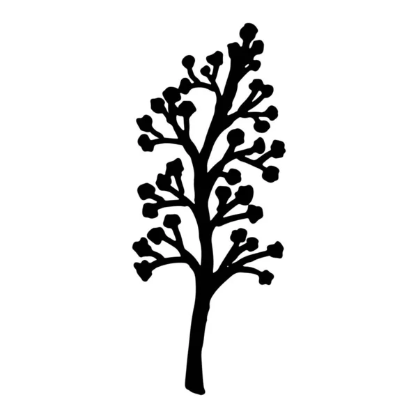 Винтажный векторный набор ветвей дерева ручной работы с листьями и цветами. Весна, цветок, цветок, мило . — стоковый вектор
