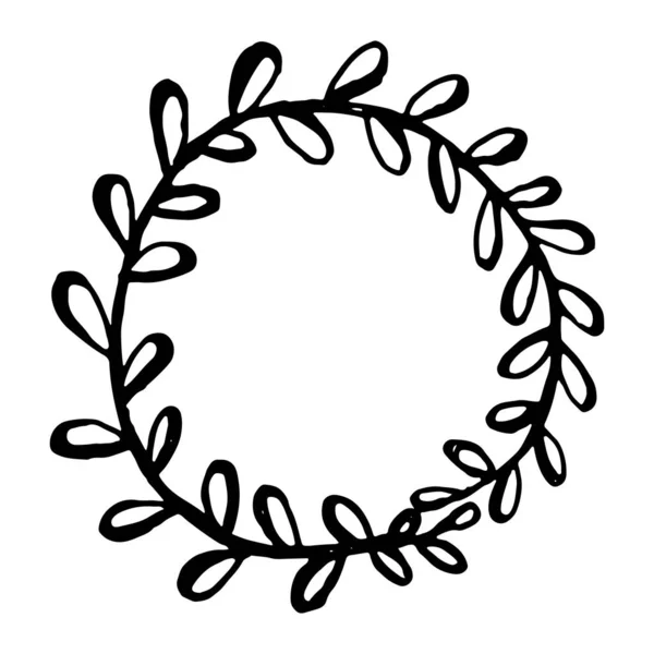 Рука намальована рослинами і гілками дерев з листям. Векторні квіткові силуети. Елементи графічного дизайну. Чорно-біла ботанічна ілюстрація . — стоковий вектор