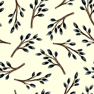 Paskalya pastası, yumurta ve söğüt dalları suluboya.