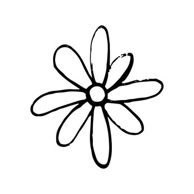 Siluetteki düz çiçek simgeleri beyaza izole edilmiş. Siyah ve beyaz basit geçmişe dönük tasarımlar.