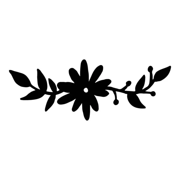 Set Van Platte Bloem Pictogrammen Silhouet Geïsoleerd Wit — Stockvector