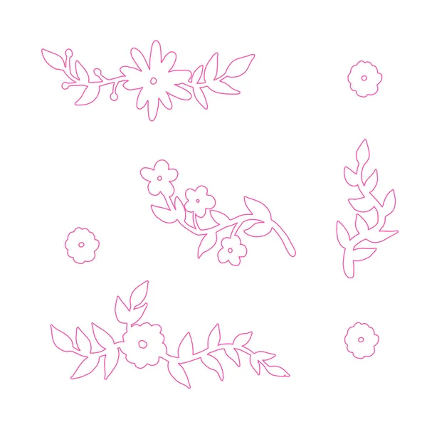 一组扁平的花朵图标在剪影中被隔离在白色上 — 图库矢量图片