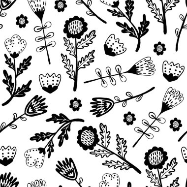 Siluette beyaz üzerine izole edilmiş bir dizi düz çiçek simgesi.