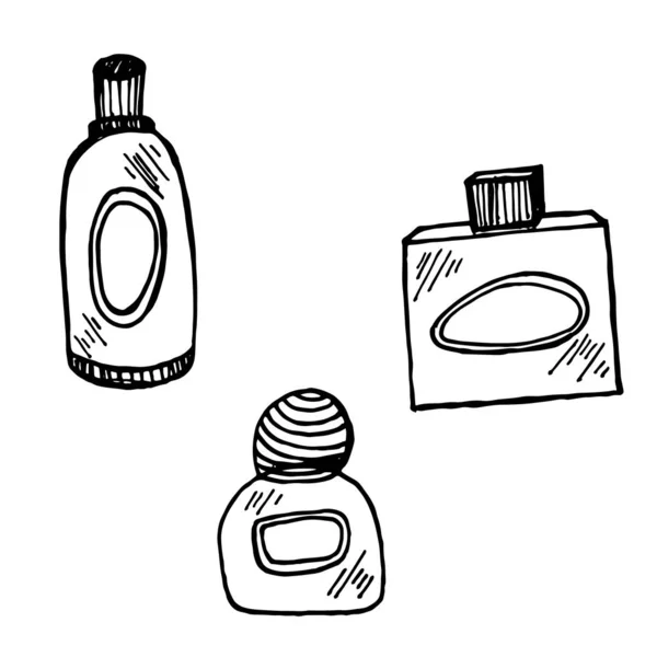 Cuidados Com Pele Ilustração Vetorial Desenhada Mão Cosmética Creme Parfume — Vetor de Stock