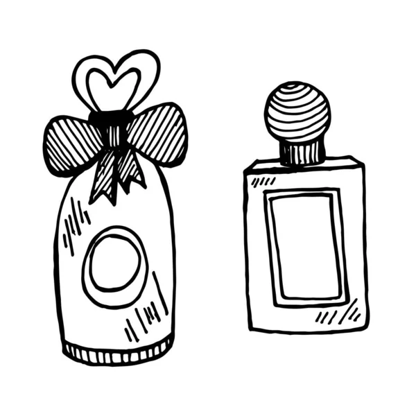 Soins Peau Cosmétique Illustration Vectorielle Dessinée Main Crème Parfum Goutte — Image vectorielle