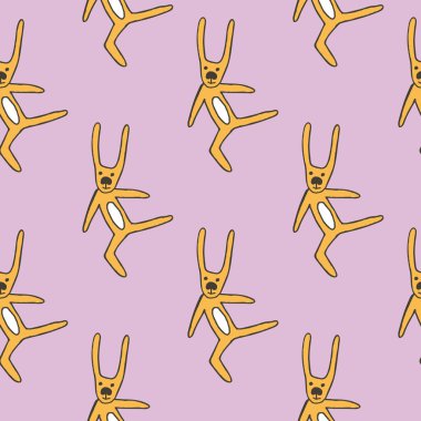 Beyaz arka planda izole edilmiş şirin çizgi film tavşanı. Vektör illüstrasyonu.