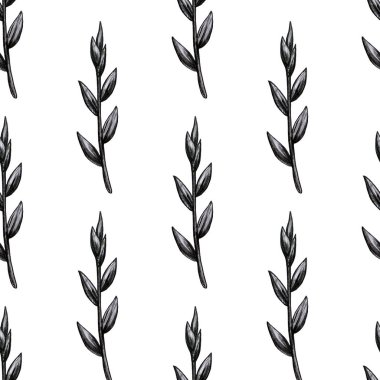 Tipik çiçekli çiçek koleksiyonu ve Lily, Calla, Tulip ve benzeri yapraklar. Çizim kalemi ile ayrıntılı açıklama.