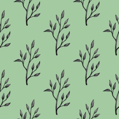 Tipik çiçekli çiçek koleksiyonu ve Lily, Calla, Tulip ve benzeri yapraklar. Çizim kalemi ile ayrıntılı açıklama.