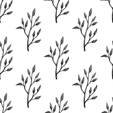 Tipik çiçekli çiçek koleksiyonu ve Lily, Calla, Tulip ve benzeri yapraklar. Çizim kalemi ile ayrıntılı açıklama.