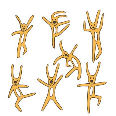 Beyaz arka planda izole edilmiş şirin çizgi film tavşanı. Vektör illüstrasyonu.