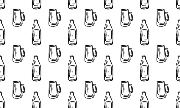 Set Vectores Cócteles Boceto Bebidas Alcohol — Vector de stock