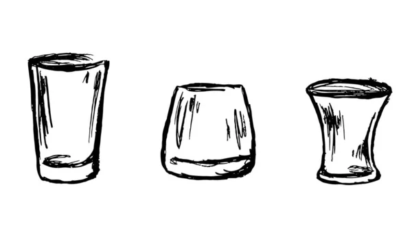 Векторний Набір Ескізів Коктейлів Алкогольних Напоїв — стоковий вектор