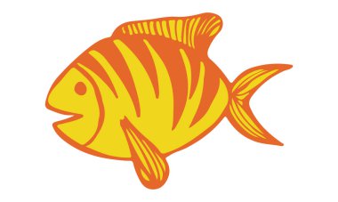 Vektör karalama balık ikonu. Logo tasarım şablonu. Yazdırma ve web için sevimli çocuksu çizgisel çizim