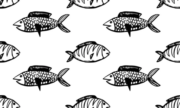 Ikona Vektorové Ryby Šablona Návrhu Loga Roztomilé Ručně Kreslené Dětské — Stockový vektor