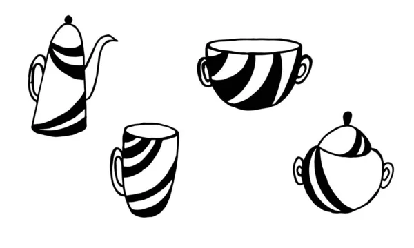 Set Vase Desenate Manual Ilustrație — Vector de stoc