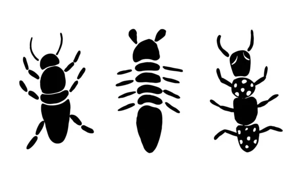 Conjunto Iconos Insectos Colección Vectorial Símbolos Insectos Estilo Línea Delgada — Vector de stock