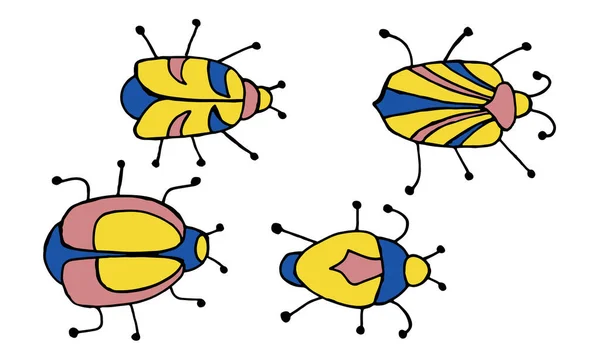 Jednoduché Nebezpečí Hmyz Karikatura Barevné Ikony Symbol Izolovaný Bílém Vektorová — Stockový vektor
