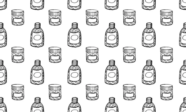 Bőrápolási Kozmetikai Kézzel Rajzolt Vektor Illusztráció Tejszín Parfüm Szérumcsepp Arczselé — Stock Vector