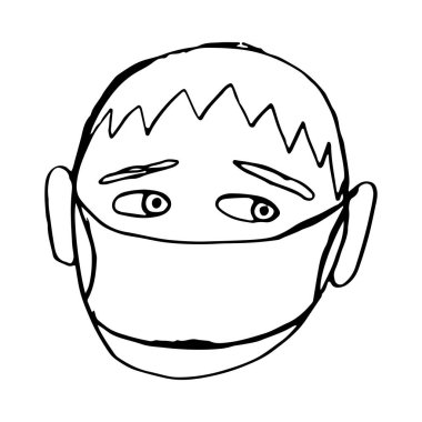 Kendilerini virüsten koruyan tıbbi maskeler takan insanların vektör görüntüsü. Coronavirüs salgını. Grip patlaması. Kalabalık..