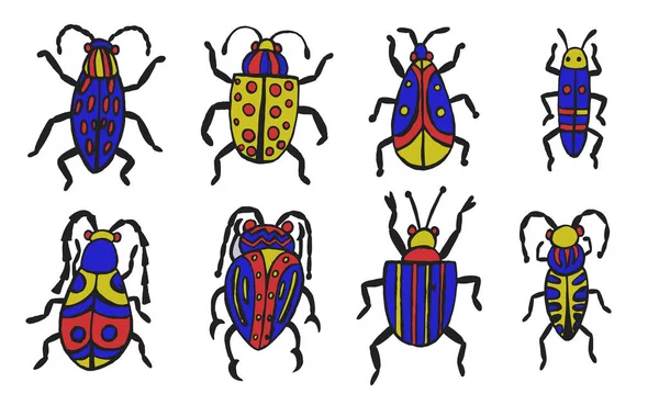 Enkel Fara Insekt Tecknad Färgglada Ikon Symbol Isolerad Vitt Vektor — Stock vektor