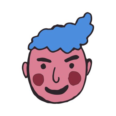 Çizgi film yüzlü vektör insanlar. El çizimi sanat illüstrasyonu. İnsani duygular belirlendi