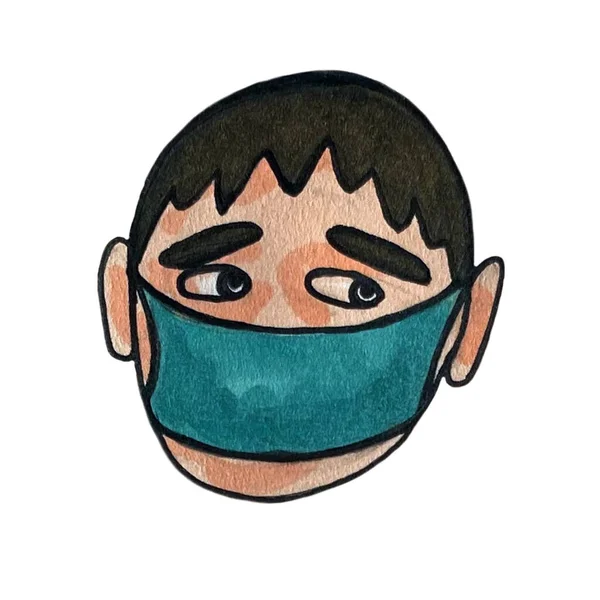 Imagen Dibujada Mano Personas Que Usan Máscaras Médicas Que Protegen —  Fotos de Stock