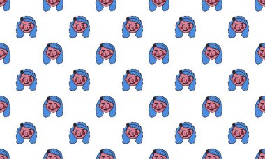 Çizgi film yüzlü vektör insanlar. El çizimi sanat illüstrasyonu. İnsani duygular belirlendi