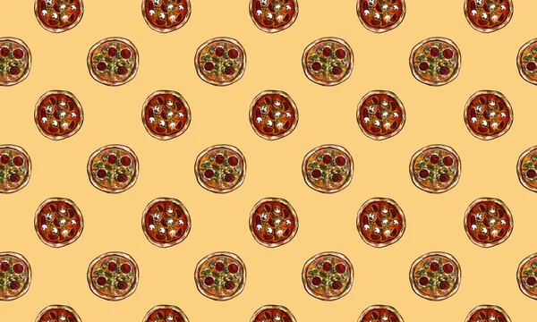 Set Acuarela Dibujada Mano Fast Food Con Sushi Piezas Pizza —  Fotos de Stock