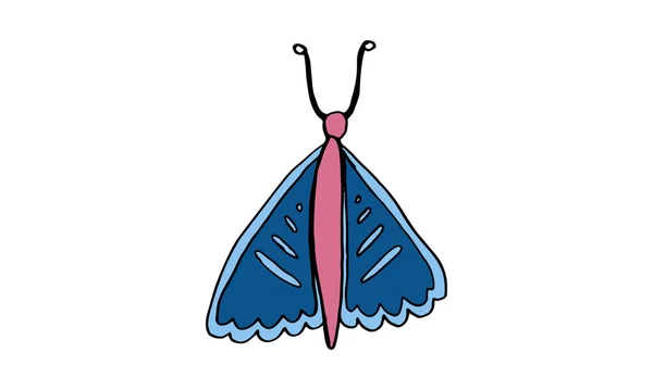 Hermosa Mariposa Colorida Aislada Sobre Fondo Blanco Dibujo Mano — Vector de stock