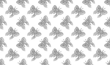 Beyaz arka planda izole edilmiş güzel renkli kelebek. El çizimi çizimi