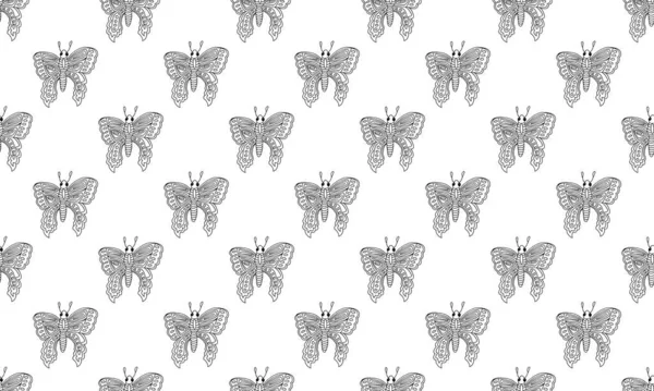 Beau Papillon Coloré Isolé Sur Fond Blanc Croquis Dessin Main — Image vectorielle