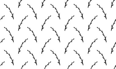 Beyaz arka planda siyah ve beyaz bahar dalları. Baskı ve tasarım için kullanılabilir. golf sopası çizimi