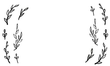 Dallardan ve çiçeklerden bir çerçeve. Tebrik kartı olarak kullanılabilir. resimleme