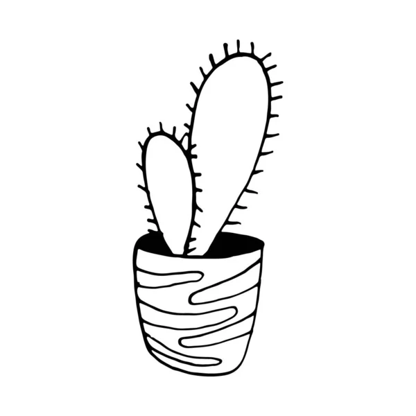 Cactus Primavera Dibujado Mano Una Maceta Con Color Fondo Punto — Archivo Imágenes Vectoriales