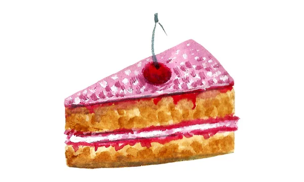 분홍색 크림이 수채화 케이크 — 스톡 사진