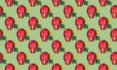 El çizimi kırmızı balık fast food menüsü çizimi. desen çizimi