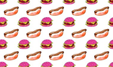 El yapımı sosisli sandviç fast food çizimi