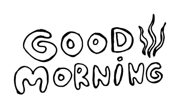 Χειροποίητος Καφές Καλλιγραφίας Καλημέρα Γράμματα Συνθήματα — Διανυσματικό Αρχείο