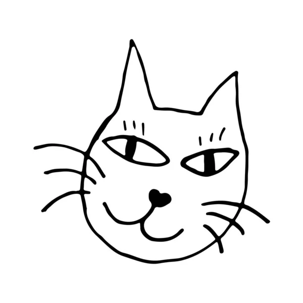 Handritad Kalligrafi Bokstäver Katt Meow Söt Ord Vektor Illustration — Stock vektor