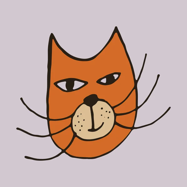 Ručně Kreslené Kreslené Kreslené Kočka Vektorové Ilustrace — Stockový vektor