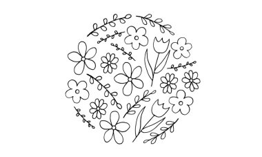Basit yaz çiçekleri çizimleri. Soyut çiçek çizimi. el çizimi vektör sanatı.