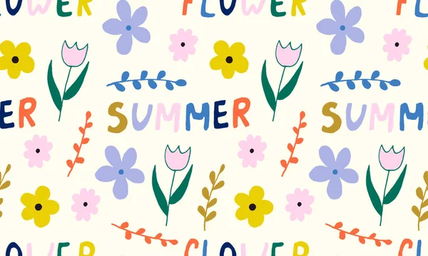 Zestaw Prostych Letnich Rysunków Kwiatów Abstrakcyjny Kwiat Ilustracji Ręcznie Rysowane — Wektor stockowy