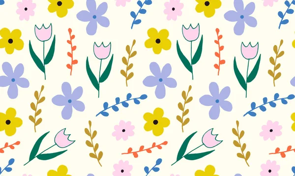Reihe Einfacher Sommerblumen Zeichnungen Abstrakte Blumenillustration Handgezeichnete Vektorkunst — Stockvektor