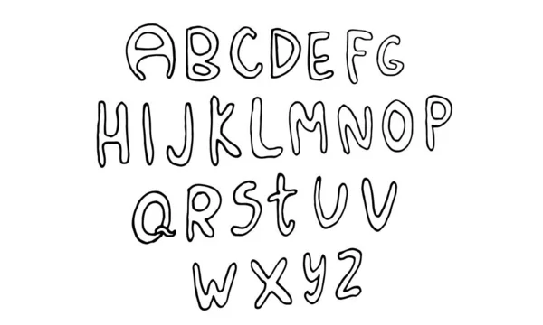 手書きの文字Abcは白い背景に隔離されています 手書きフォント ファンキーでグランジなアルファベット ベクトルイラストグラフィック 春のイラスト — ストックベクタ