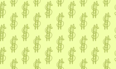 El çizimi vektör dolar işareti olan kusursuz desen