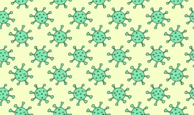Vektör koronavirüs ilülasyonu ile kusursuz bir desen. Covid-19 afiş ve poster, baskı şablonu. Sağlık ve Tıbbi İllüstrasyon